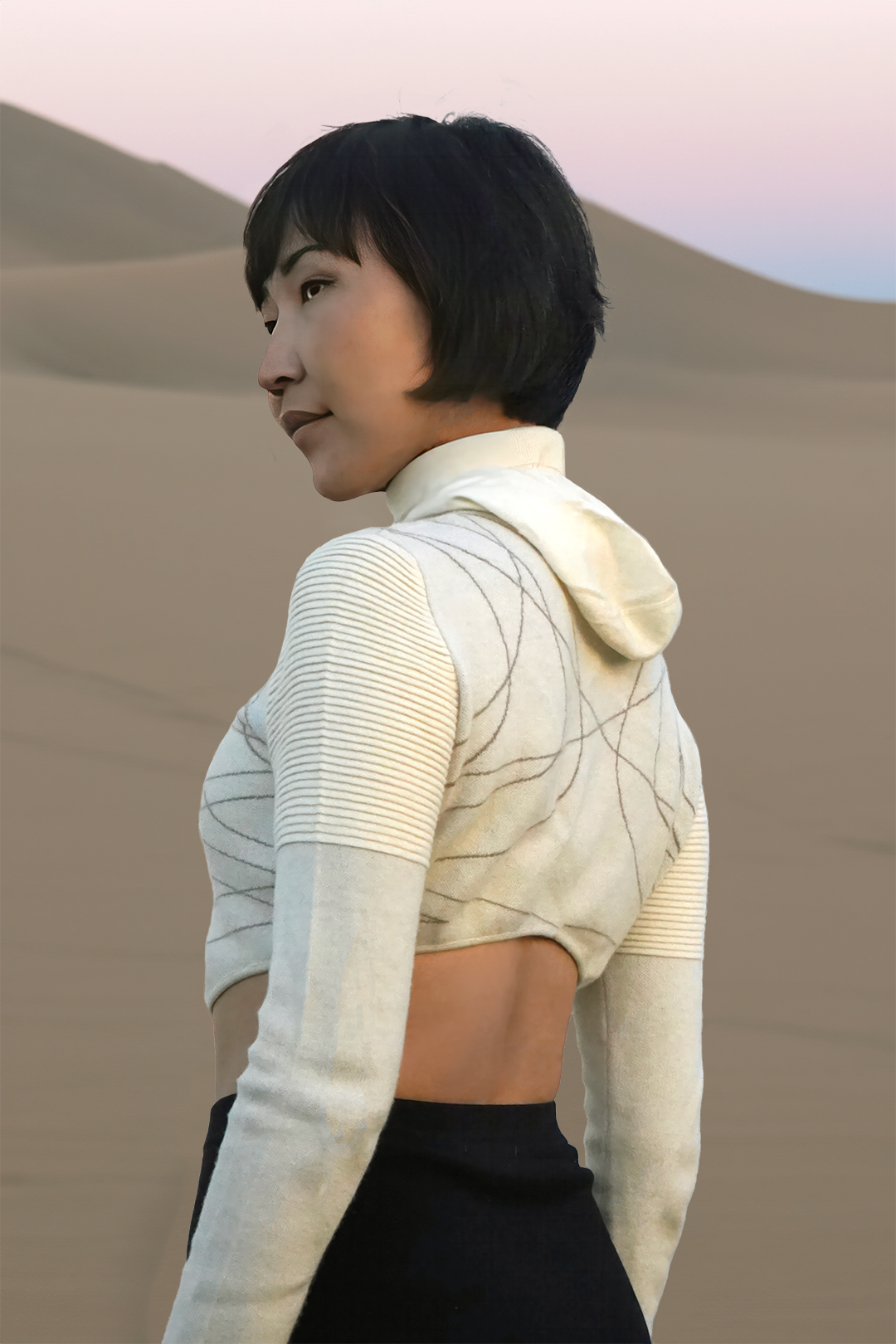 NO 2. FATHER SKY: CASHMERE HOODED CROP TOP